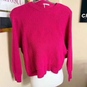 Cotton On Bright Fuchsia Ribbed Crewneck Sweater